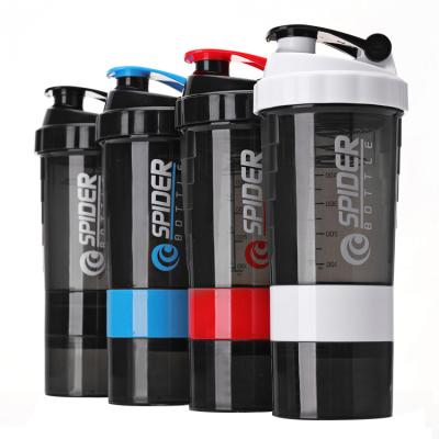 China Doyoung Viable Free Sample Custom Logo 500ml Split Spider Protein Shaker Bottle With Powder Compartment Storage For Powder for sale