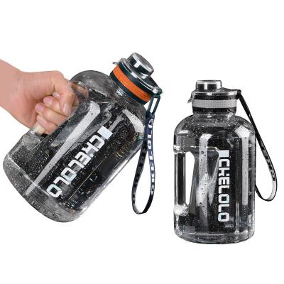 China Doyoung Custom Logo 1.6L 2.2L BPA Free Half Gallon Sports Gym Fitness Drink Viable Clear Plastic Water Bottle With Handle Time Marker for sale