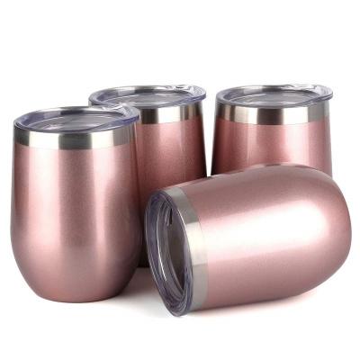 China Doyoung 12oz Rose Gold Egg Shape Double Wall Wine Viable Stainless Steel Wholesale Tumbler for sale