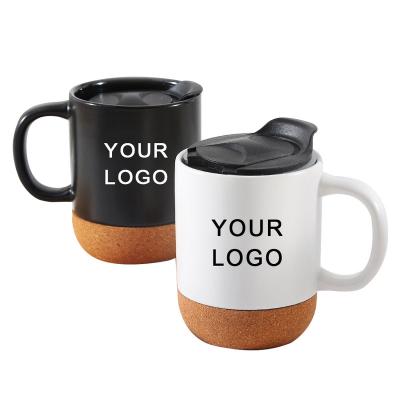 China Doyoung Viable Custom Logo 400ml Cork Bottom Coffee Ceramic Mug with Cork Base for sale