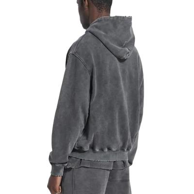 China Breathable Vintage french terry full zip hoodie in excellent plus size for guys with embossed plain pullover for sale