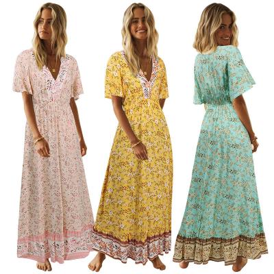 China Wholesale Anti-Static Ready To Ship Factory In Stock To Accept Order Summer Girls Short Sleeve Beach Maxi Long Bohemian Casual Outfits for sale