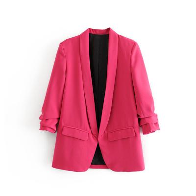 China Wholesale Breathable Ready To Ship Factory In Stock To Accept Fashion 3/4 Sleeve Bust Order Work Office Women's Open Slapped Blazer Suits for sale