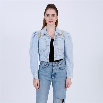 China Wholesale New Fashion Breathable Design Lantern Sleeves Designer Cropped Ladies Women&'S Jean Jackets Denim for sale