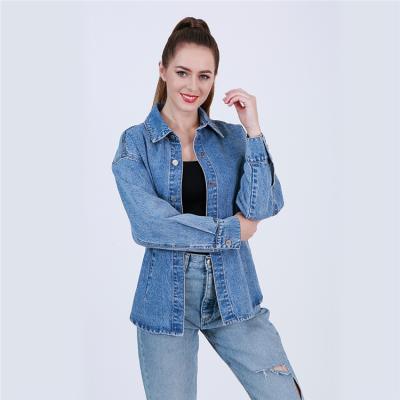 China Custom Logo Women Denim Jean Jackets For Turn Down Collar Breathable Casual Design for sale