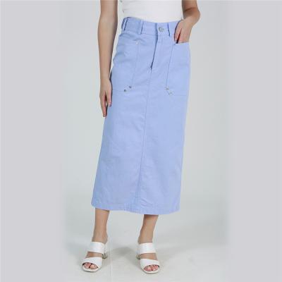 China Wholesale Light Blue Wash A Line Jeans New Style Womens Plus Size Rim Denim With Snap Button for sale