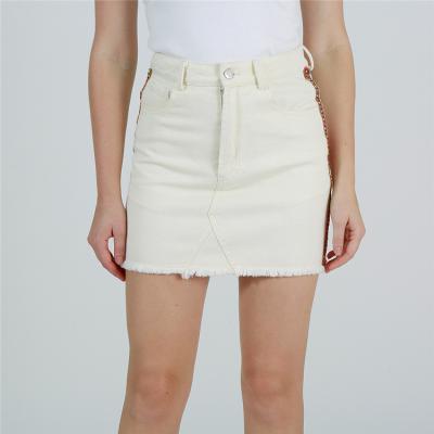 China OEM Plus Size Fashion Hot Selling Ethnic Style Accessories Design Mini Sexy Women Jean Skirts White Denim Skirt for sale