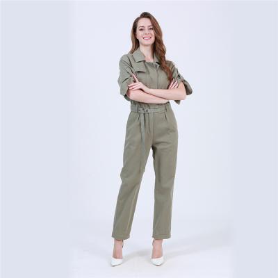 China QUICK DRY Casual Denim Womens Green Belt Fashion Overalls Ladies Overalls Women for sale