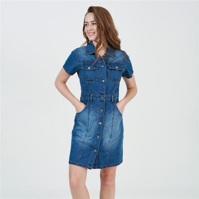 China Anti-static fashion slim jeans dresses women denim knee length, women denim shirt dress women for sale