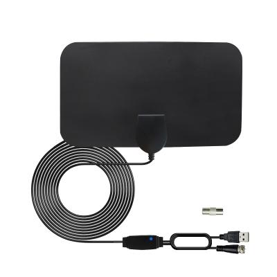 China 4K Digital TV Antenna 50 Miles Booster DVB-T Aerial HD Flat Indoor Active 25DBi High Gain VHF UHF  For TV signal receiver for sale