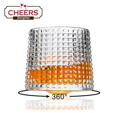 China Lead Free Colored Clear Crystal Wine Glasses , Rotatable Old Fashioned Iridescent Tumbler Whiskey Glass Viable Manufacturer for sale