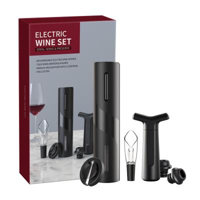 China Viable Gift Set of Rechargeable Automatic Electric Wine Opener Corkscrew Maker, Aerator and Wine Pourer, Vacuum Pump and 2 Stoppers for sale