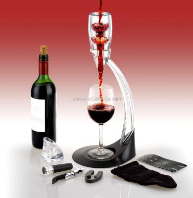 China Sustainable Stylish Acrylic Wine Decanter, Artistic Cristal Wine Aerator, 2021 New Design Luxury Wine Aerating Pourer With Stand for sale