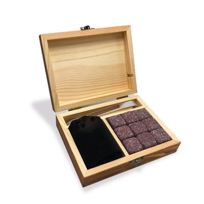 China Viable Maker Custom Engraved Whiskey Stones Set and Gift Box, 11 pc set include 9 stones, velvet pouch in wooden box for sale