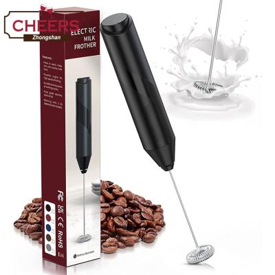 China Stored Automatic Electric Milk Frother, Handheld And Battery Operated Beverage Maker Food Grade Black Color Coffee Blender for sale