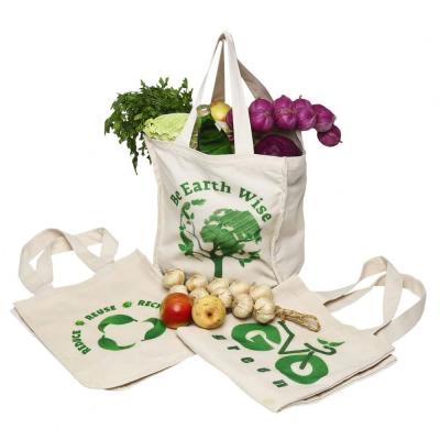 China Recyclable Reusable Canvas Grocery Bags With Handles , Cotton Fabric Organic Grocery Tote Bags for sale