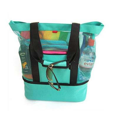 China Extra Large Recyclable Beach Pockets And Heavy Duty Zipper Lightweight And Collapsible Tote Mesh Tote Bag for sale