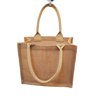 China Handled Manufacturers Wholesale Recycled Eco Friendly Custom Logo Jute Tote Bag Shopping Bags for sale