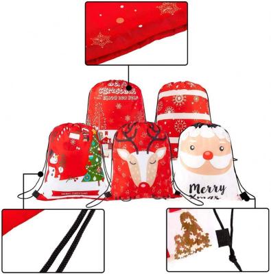 China Decoration Christmas Drawstring Bag Santa Sack Gift Backpack Treat Candy Bag Large For Christmas Party for sale