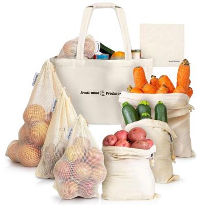 China Recyclable Cotton Mesh Reusable Produce Bag Eco Friendly Drawstring Bag for sale