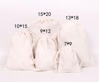 China Recyclable factory sell high quality cotton white custom organic cotton drawstring bag for sale