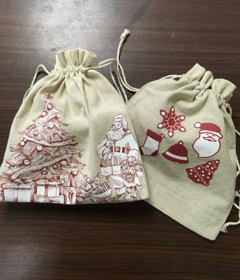 China BIODEGRADABLE Christmas Small Burlap Drawstring Bags Hessian Christmas Burlap Pockets Bags For Wedding Favors for sale