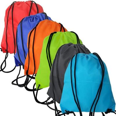 China 420D Polyester Fabric Folding Webbing Anti Theft Eco Friendly Backpack Bags With Drawstring for sale