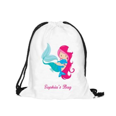 China With USB Medium Size Kids Gift Bag Mermaid Drawstring Backpack Dancing Bag for sale