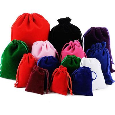 China Jewerly Velvet Fabric Bags Drawstring Jewelry Pouches Pets Velvet Cosmetic Pouches for sale