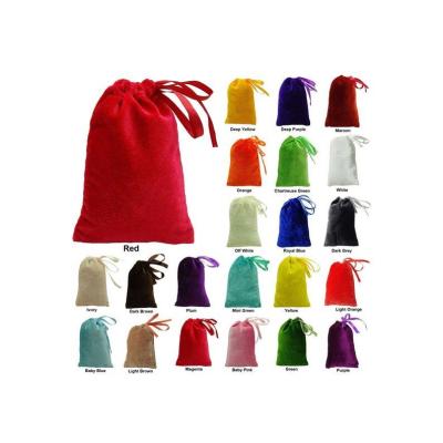 China 12x10cm Pink Green Recyclable Gift Bags Pink Drawstring Jewelry Bags Velvet Bags for sale