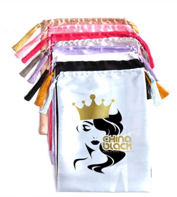 China 100% eco-friendly customize real silk bag with different logo color factory wholesale price hair extension satin bag for sale