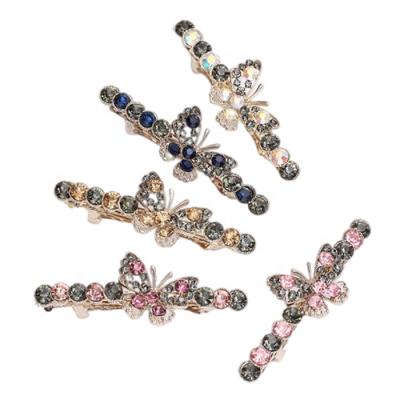 China Durable Crystal Bow Hair Clips, Rhinestone Alloy Bar Hair Clips, Girls Shape Shiny Hair Accessories for sale