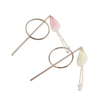 China New durable handmade hair accessories hair fork, gauze cicada butterfly hairpin, simple temperament headdress hairpin for sale