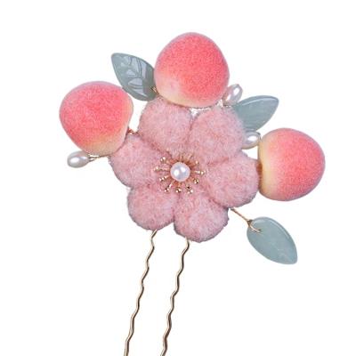 China Pan hair simulation flower hair forks, beautiful peach pearl hair pins, retro women's hair accessories for sale