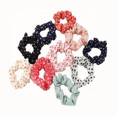 China Environmental protection green Korean version of new handmade ring polka dot flower elastic hair band hair band girl beauty ornaments for sale