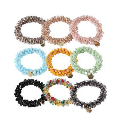 China Korean Simple Color Crystal Hair Band Hair Band, Online Celebrity Hair Elastic Band With Drill, One Ponytail Hair Braided Rope Elastic Band for sale