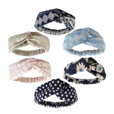 China Fashion Korean version of the elastic cross hair bands, polyester-cotton plaid headband, girls face headdress for sale