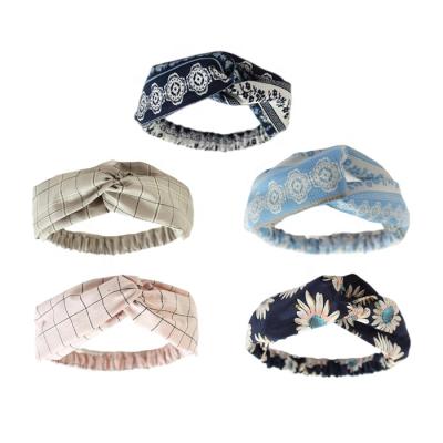 China Fashion spring/summer thin cross elastic band, polyester/cotton plaid headband, girl face headdress for sale