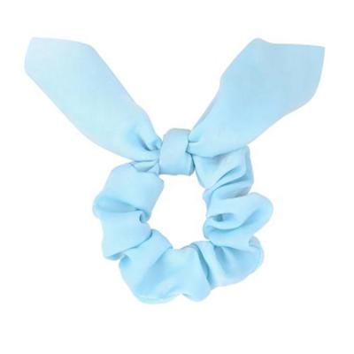 China Green Environmental Ribbon Tassel Knotted Large Intestine Ring, Solid Color Rabbit Ear Satin Hair Ring, Elastic Cloth Hair Band for sale