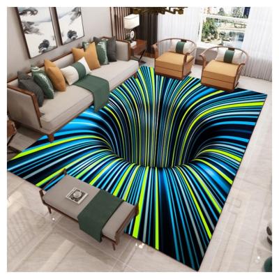 China Wholesale Washable 100% Polyester 3D Printed Optical Illusion Living Room Area Rug Large Bedroom Rug for sale