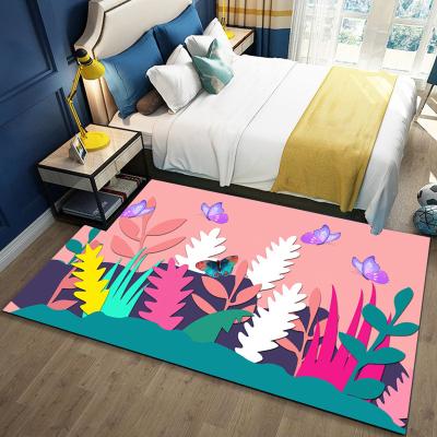 China Hot Selling Cheap Washable 3D Cartoon Printed Soft Kids Play Mat Bedroom Carpet Living Dining Room Kids Blankets for sale