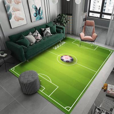 China Washable Green Field Football Printed Sports Kids Rug for sale