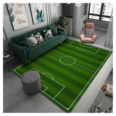 China Washable Green Field Printed Soccer Football Sports Kids Rug for sale