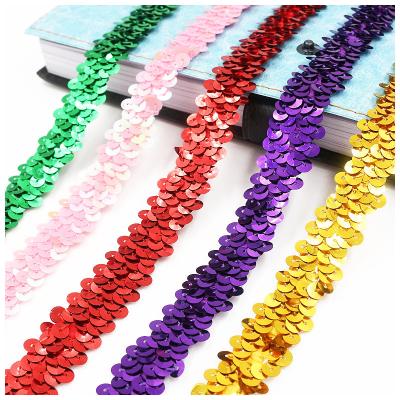 China Viable Hand Stitched Accessories 2 Tier For Dress Band Sequins Ribbon Stretch Sequin Latin Dance Lace for sale