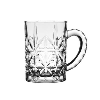 China 2021 420ml Customized Customized Glass Mug Cheap Cut Out Amazon Hot Sale Beer Mug for sale