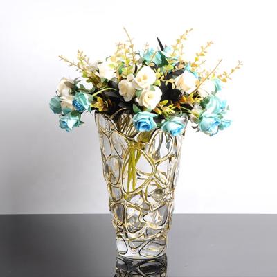 China Glass Bohemian Gold Design Crystal Vase Flower Luxury Home Decorative Glassware for sale