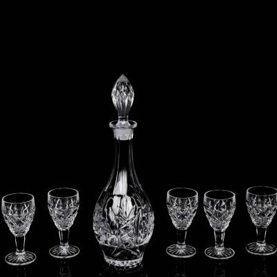 China Modern Wine Set Glass Whiskey Decanter Bottle Decanter Glass Wine Cup Set for sale