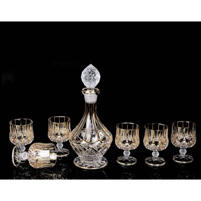 China Modern Style European Wine Rum Decanter Set Glass European Line Clear Bottle for sale