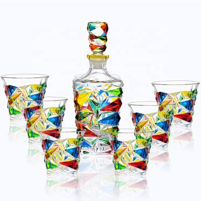 China Europe Factory Directly Sell Colored Glass Decanter Bottles Wine Glass Set for sale