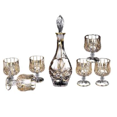 China High Quality Line Old Europe Gold Series Fashion Design Wine Decanter Set for sale